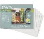 Speedball Fluid 100 Watercolor Paper Sheet Pochette - 140lb Hot Press, 5"x7" (15 Sheets)