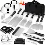 Joyfair 35Pcs Griddle Accessories Kit, Stainless Steel Flattop Grill Tool Set with Melting Domes, Professional Metal Turners for Outdoor BBQ Teppanyaki Camping Cooking, Heavy Duty & Dishwasher Safe