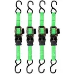 Retractable Ratchet Tie Down Straps (4 PK) 1,500lb Break Strength, 500lb Safe