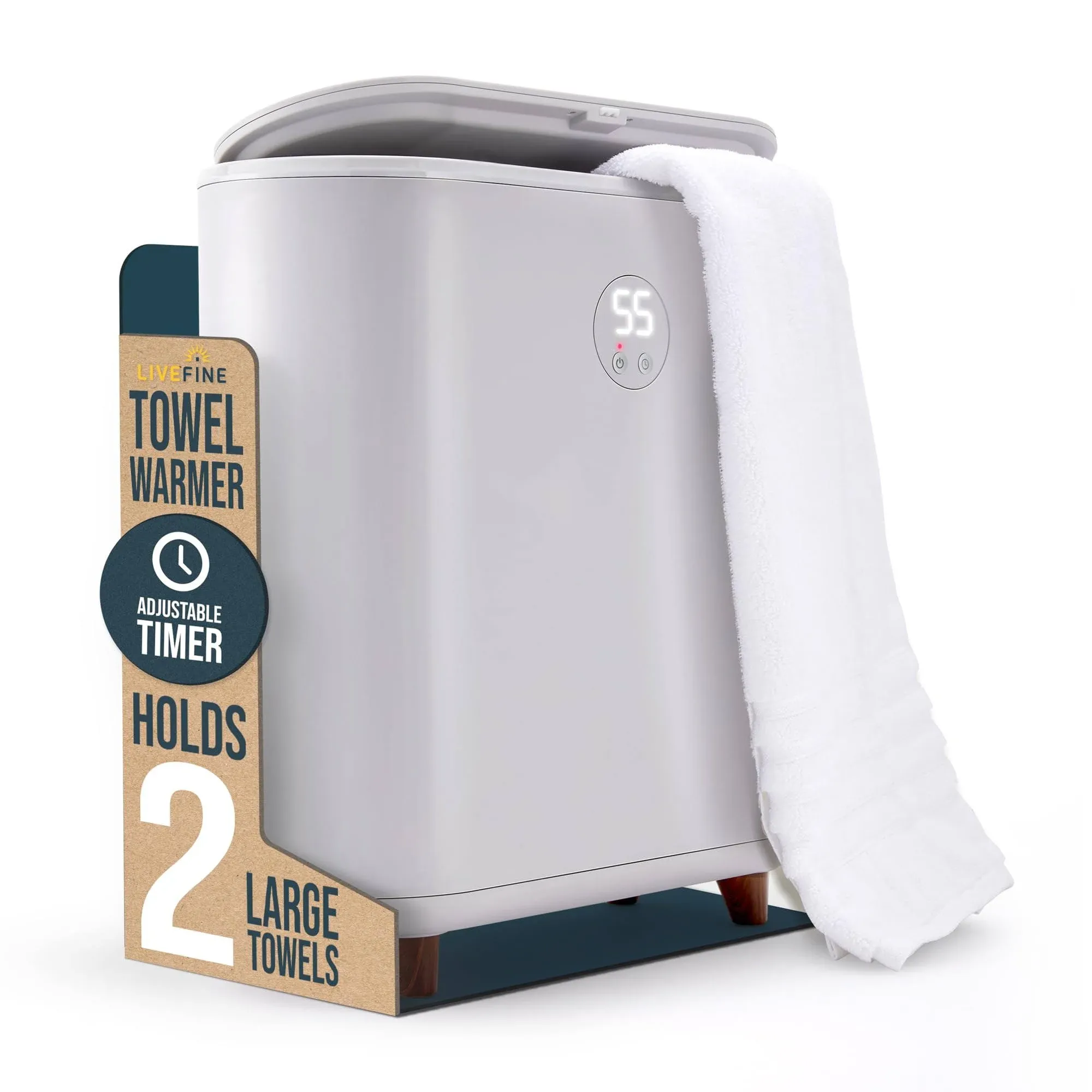 Live Fine Towel Warmer | Large Bucket Style Luxury Heater with LED Display, Adjustable Timer, Auto Shut-Off | Fits Up to Two 40” x 70” Oversized Towels