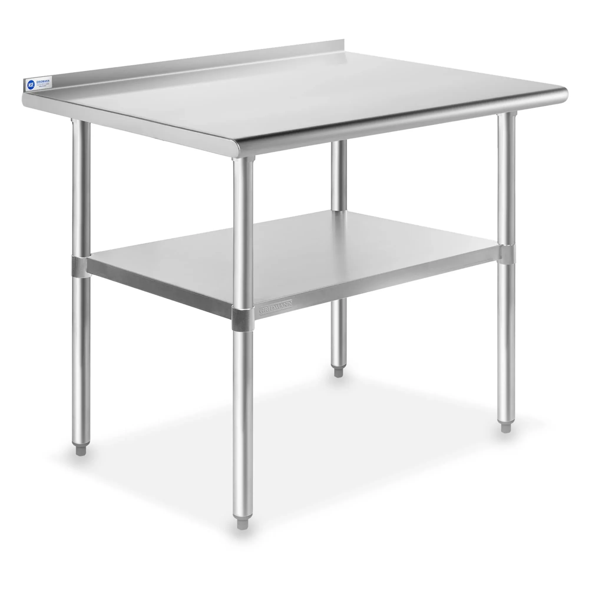 GRIDMANN NSF Stainless Steel Commercial Kitchen Prep & Work Table w/ Backsplash - 36 in. x 24 in.