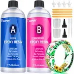 Teexpert Epoxy Resin Crystal Clear: 34oz Epoxy Resin Kit 3X Yellowing Resistant Fast Curing for Casting Coating Art DIY Craft JE