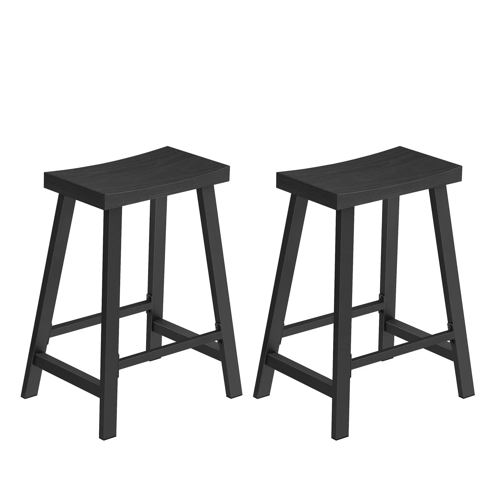 VASAGLE Set of 2 Industrial Bar Stools with Footrest | SONGMICS Home Black