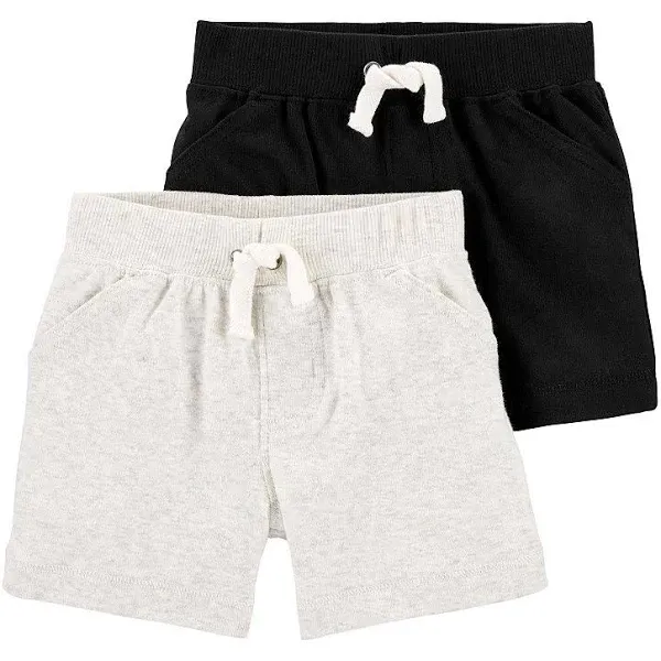 Carter's Baby Boys 2-Pack Cotton Pull-On Shorts 18M Grey/Black