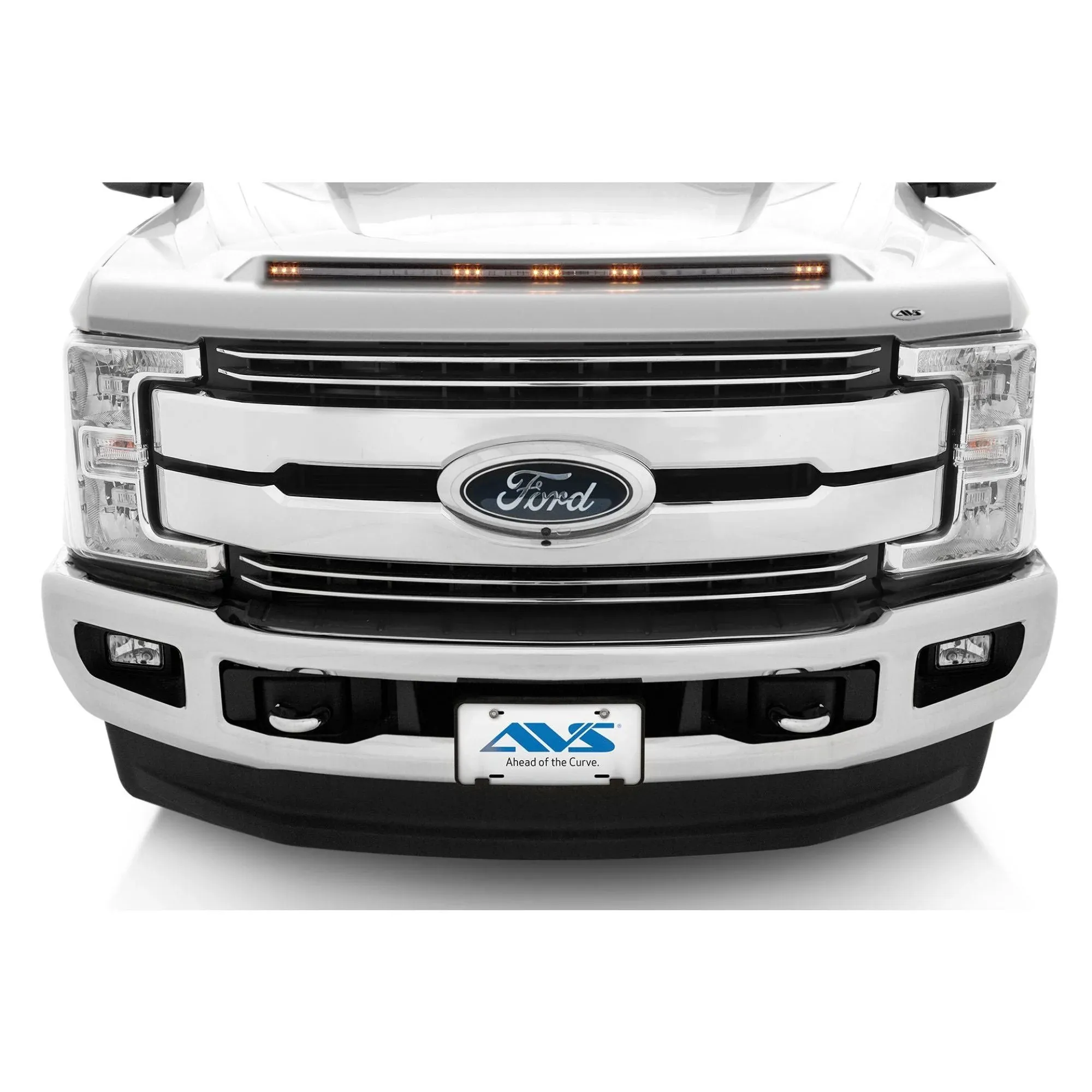 AVS 17-22 Ford F-250 / F-350 / F-450 Aeroskin Hood Shield Color Match w/ lights - Oxford White