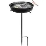 AUHOKY Freestanding Birdbaths Bowl for Outdoor, Lightweight Detachable Outdoor Bird Bath with Sturdy Metal Stake, Adjustable Birdfeeder for Garden Patio Yard Lawn Decoration (Black)