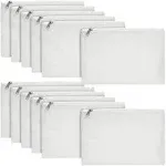 Juvale 12 Pack Blank Canvas Zipper Pouch Bulk, Makeup Bag Pencil Case for Cosmetic & DIY Crafts (6 x 8 in)