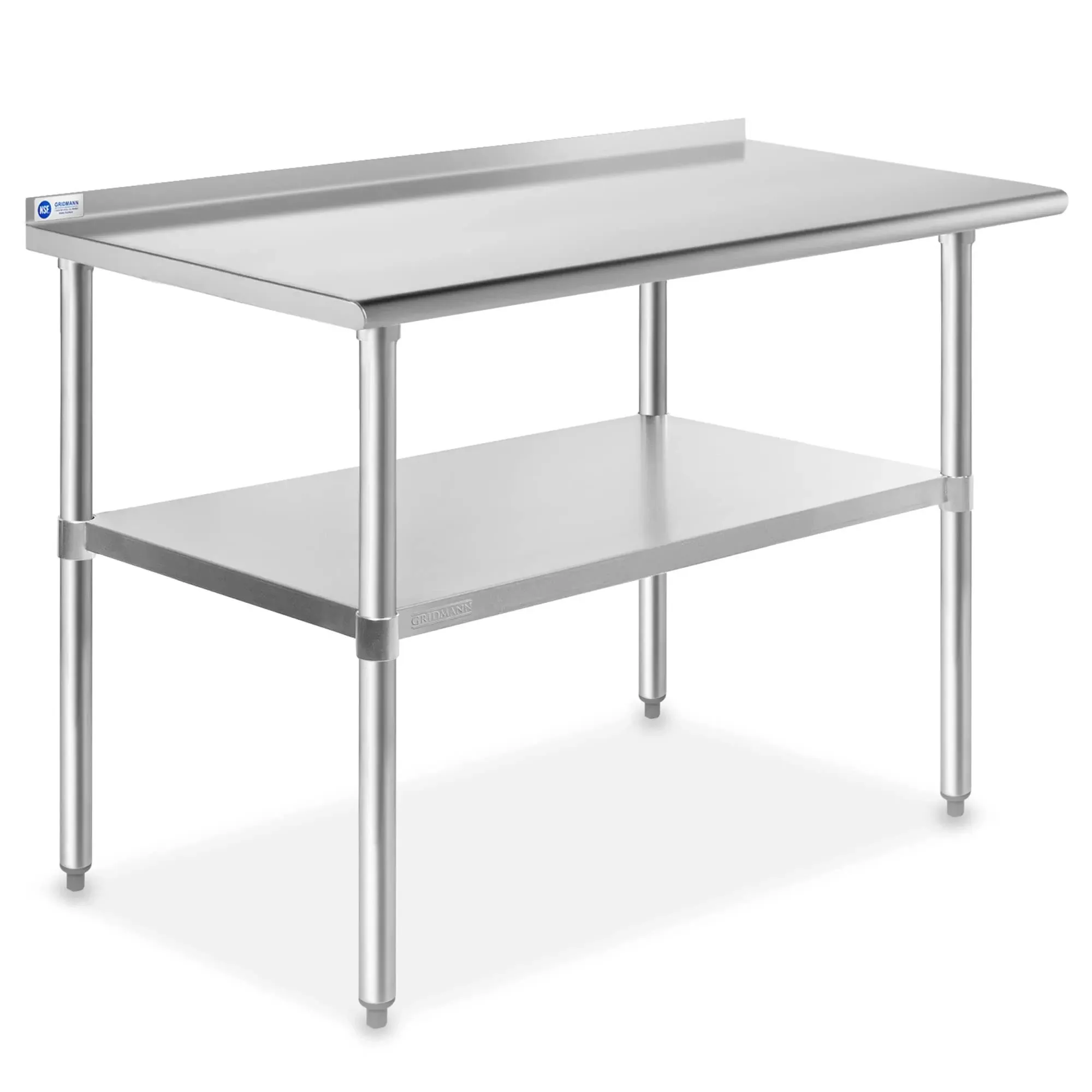 GRIDMANN NSF Stainless Steel Commercial Kitchen Prep & Work Table w/ Backsplash - 60 in. x 24 in