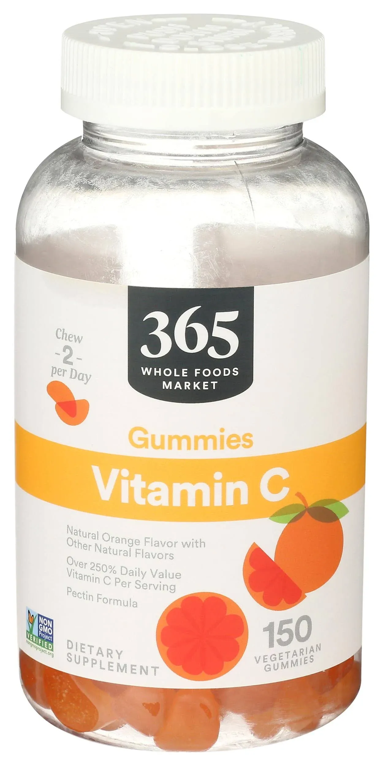 150-Count Citrus Vitamin C Gummies for Daily Immune Support - Vegetarian Formula