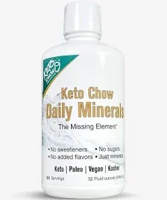 Keto Chow - Daily Minerals Drops - Promotes Electrolyte Balance - Copper, Magnesium, Chromium, Zinc, Boron, Selenium - Zero Sugar - Keto Friendly - Gluten Free - Vegan - Non GMO - Travel Size - 32 oz