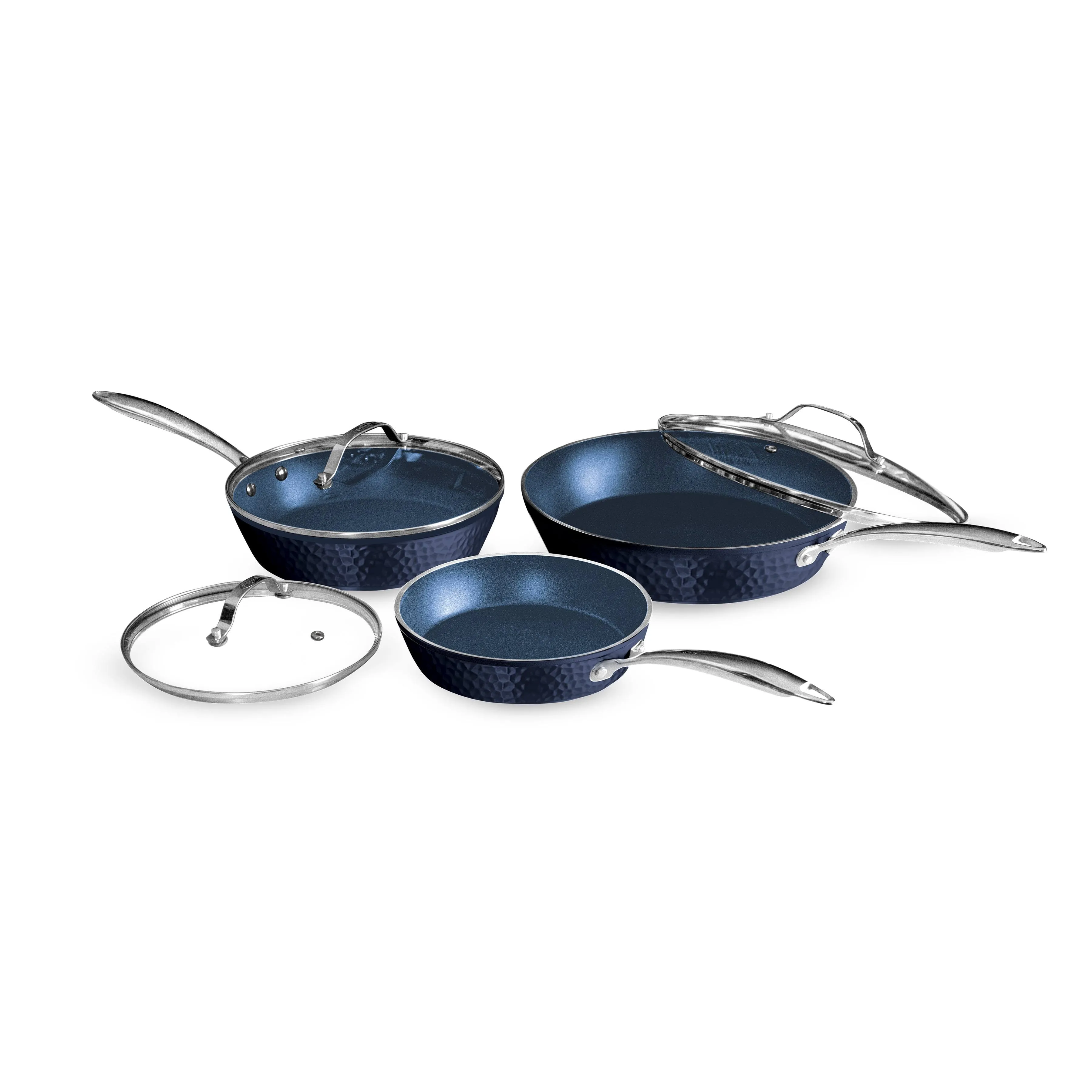 Orgreenic 6 Piece Hammered Blue with Glass Lids