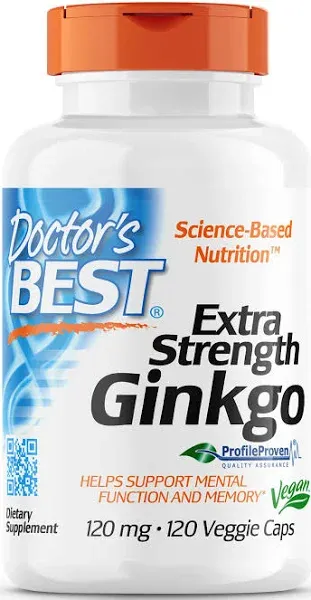 Doctor's Best Extra Strength Ginkgo, Non-GMO, Gluten Free, Vegan, Soy Free, Promotes Mental Function and Memory, 120 mg, 120 Count (Pack of 1)