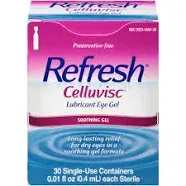 Refresh Celluvisc Lubricant Long-Lasting Eye Soothing Gel, Preservative-Free, 30ct