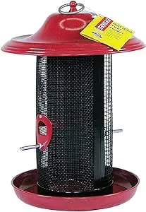 Stokes Select Red Rock Twin Chamber Bird Feeder with Metal Roof, Red, 2.4 lb Seed Capacity