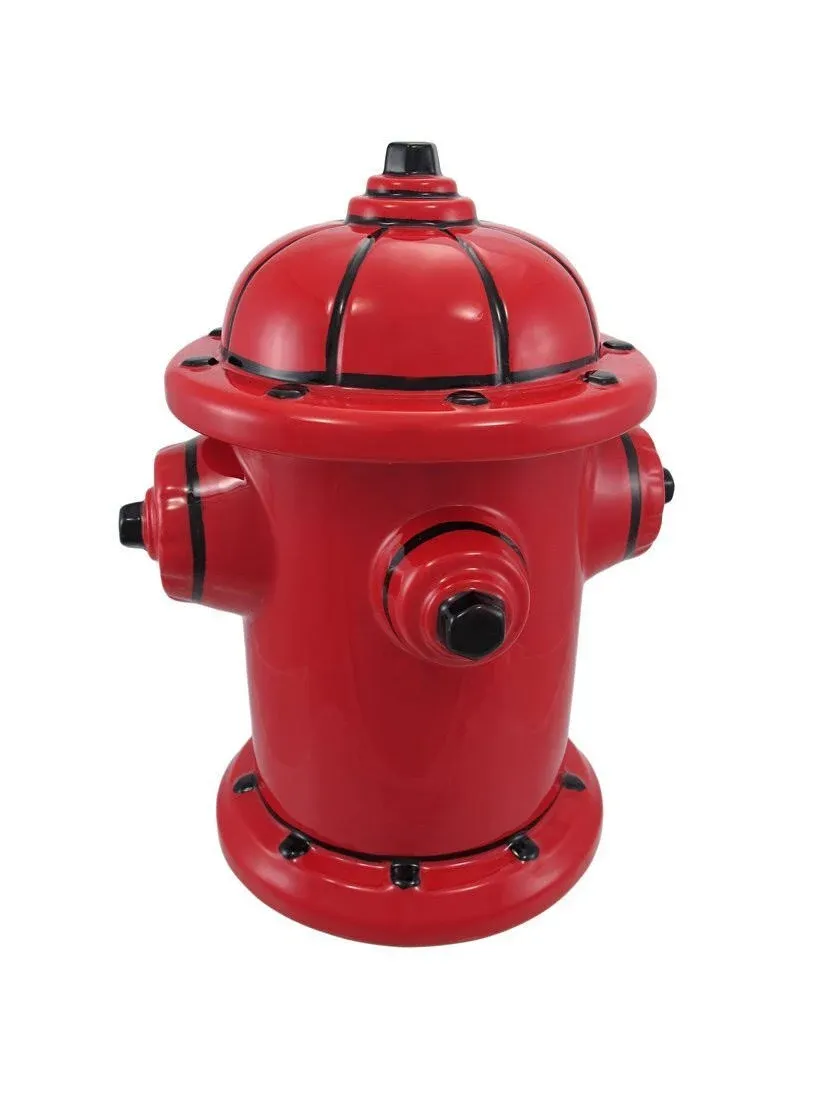 PT Red Fire Hydrant Hand Painted Ceramic Cookie Jar with Lid