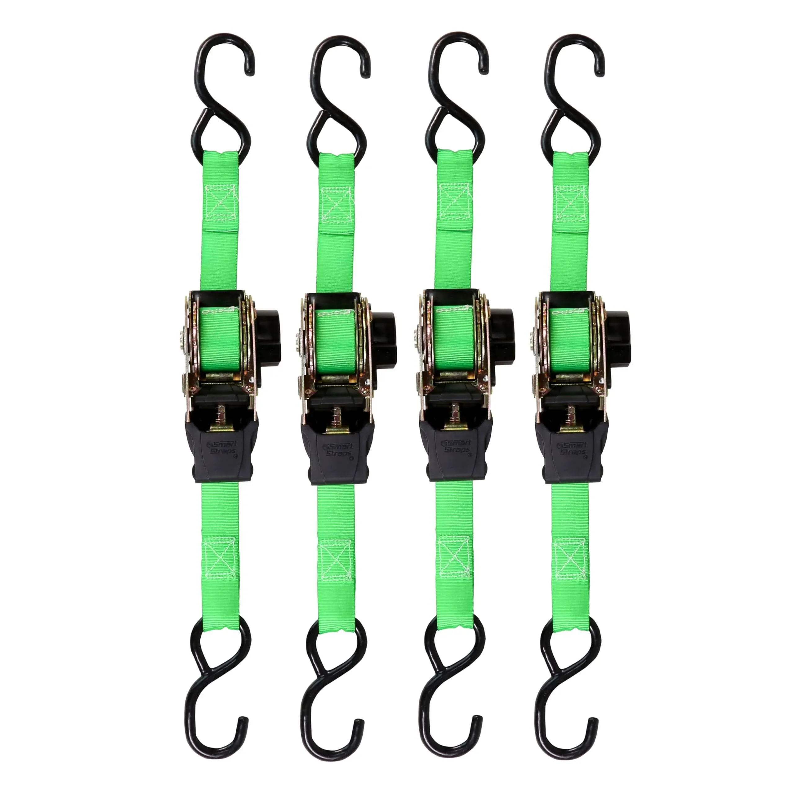 &#034;SmartStraps Retractable Ratchet Tie Down Straps 4 PK 1500lb Break Strength...&#034;