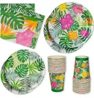 Luau Plates and Napkins Party Supplies - Set of Tropical Party Plates, Hawaii...