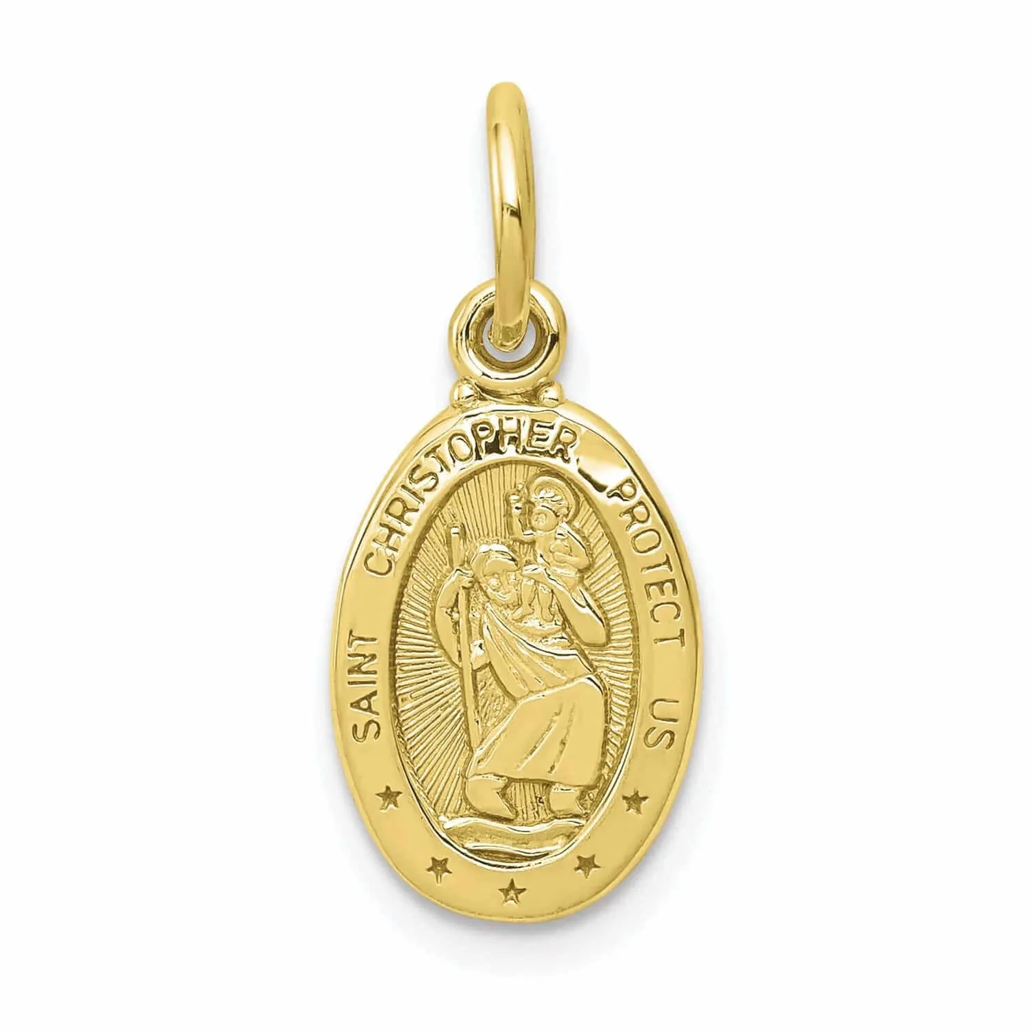 10k Solid Satin Polished St. Christopher Pendant