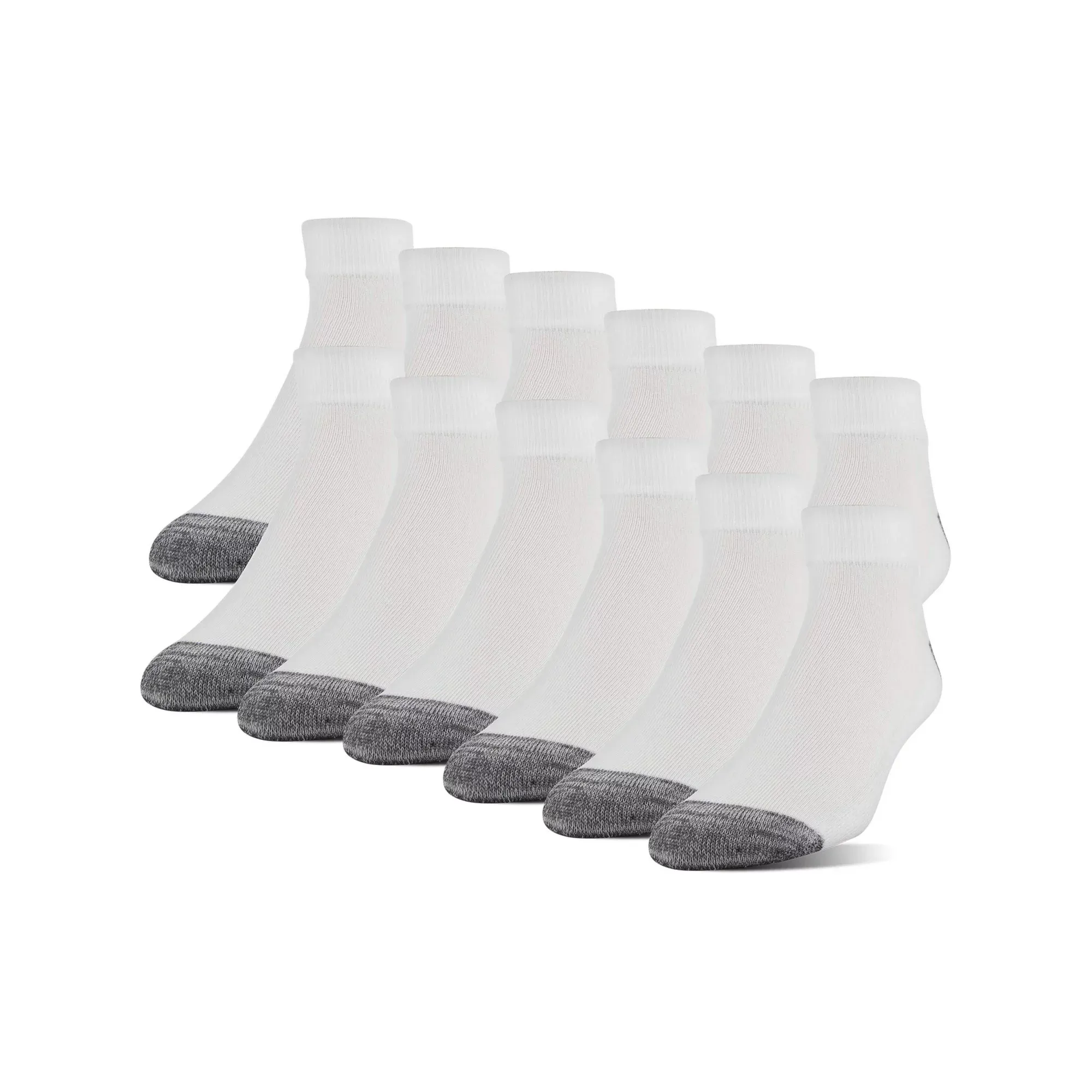 Gildan Men's Half Cushion Terry Foot Bed Low Cut Socks, 12-Pack, Size: Shoe Size: 6-12, White