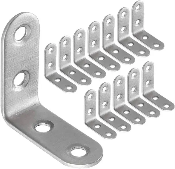 50 Pack Stainless Steel 90 Degree Angle L Shaped Bracket, 40Mm X 40Mm X 16Mmcorn