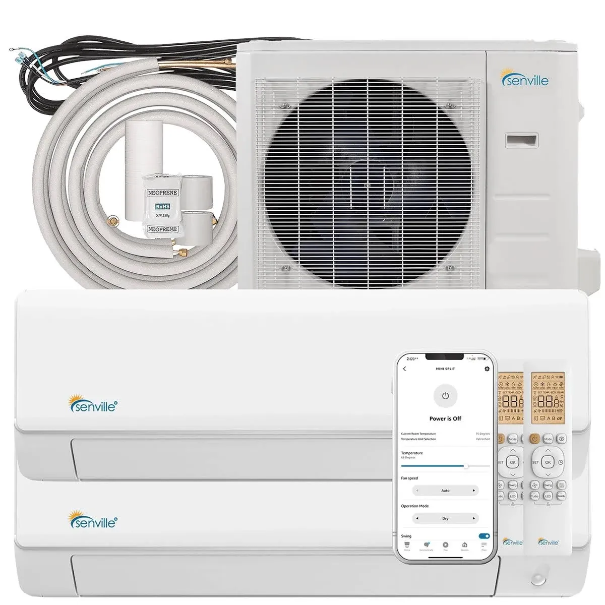 Senville 48000 BTU Dual Zone Mini Split Air Conditioner Heat Pump SENA-48HF/D