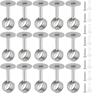 15 Pack 11/4 Inch Shower Curtain Closet Rod Holder Stainless Steel Curtain Rod C