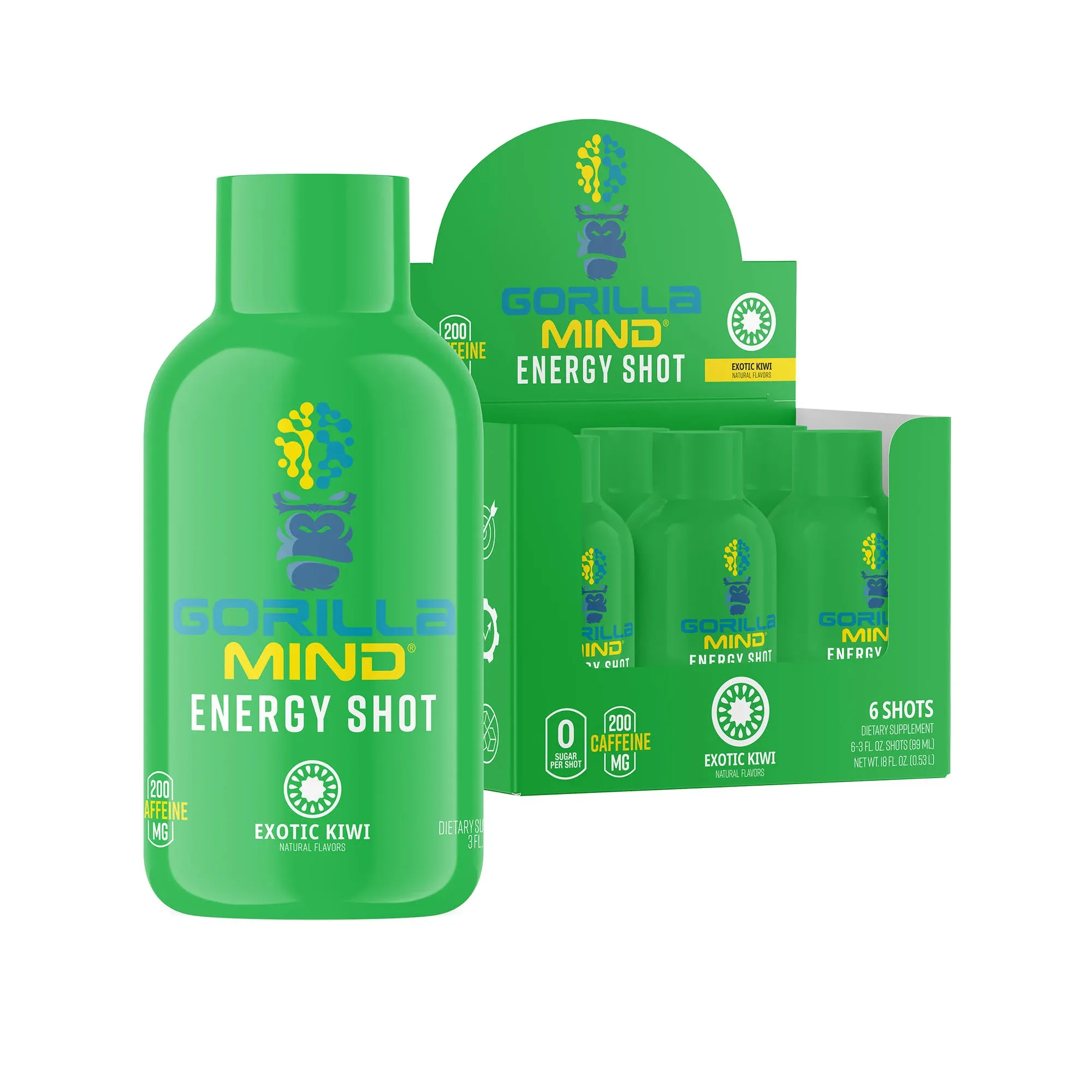 Gorilla Mind Energy Shot 3oz Exotic Kiwi - 6 Bottles