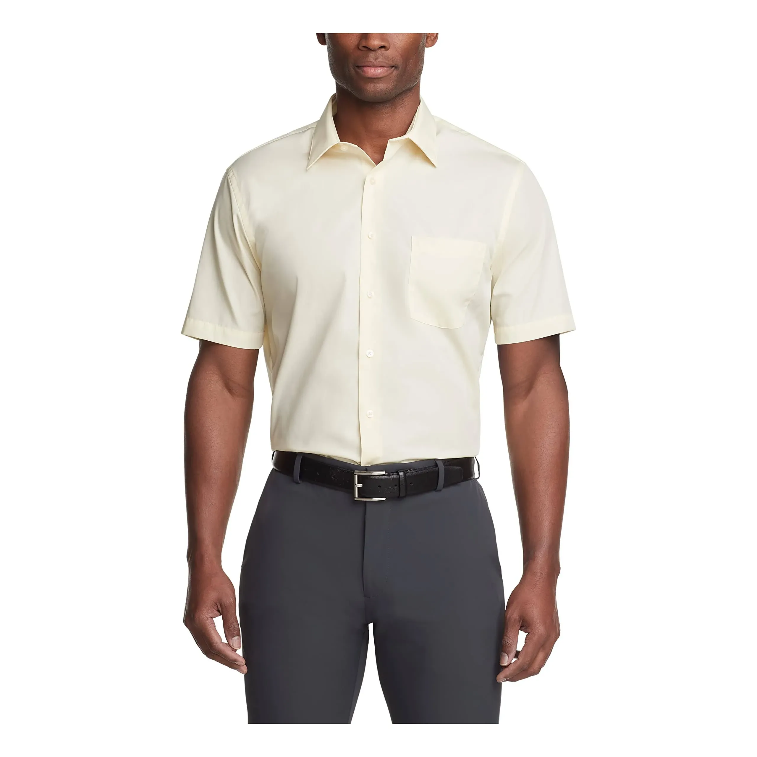 Van Heusen Men's Short Sleeve Dress Shirt Regular Fit Poplin Solid