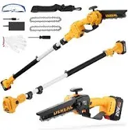 2-in-1 Cordless Pole Saw Brushless Mini Chainsaw with Pole 20V 4.0Ah Battery Powered Pole Saws for Tree Trimming