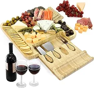 Charcuterie Board Cheese Boards Gift Set with Stainless Steel Knives, Slates ...