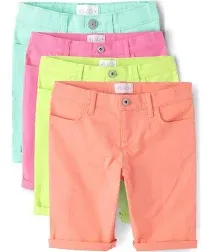 The Children's Place Girls Roll Cuff Twill Skimmer Short, 4-Pack, Sizes 4-16