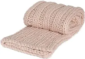 Kate and Laurel Chunky Knit Throw, Pink