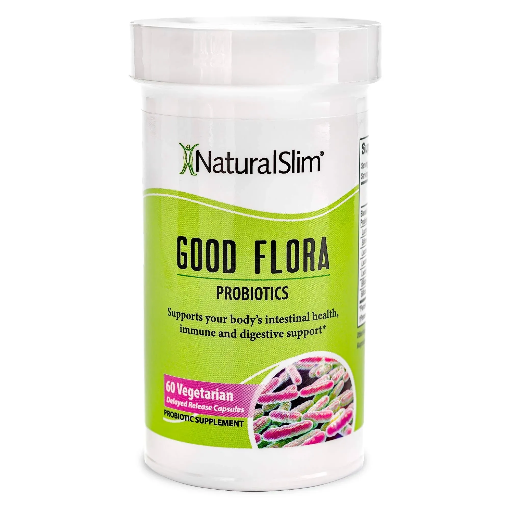 NaturalSlim Good Flora Probiotics for Digestive Health, Intestinal Flora and Immune Support with Lactobacillus Acidophilus Probiotic