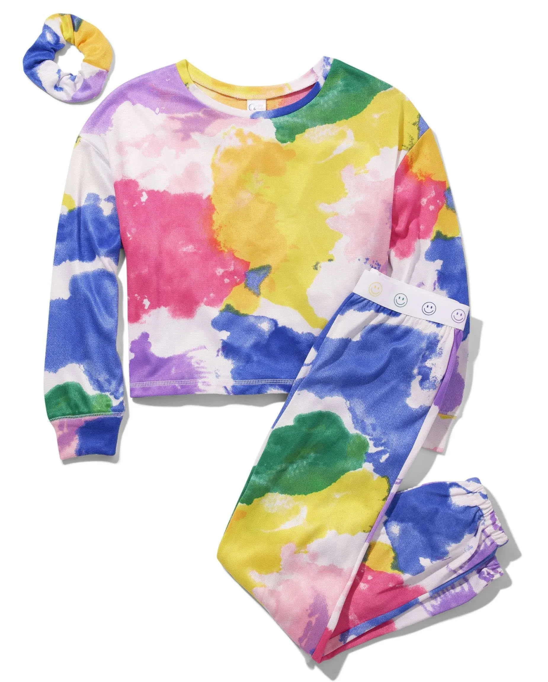 Tween Girls Rainbow Paint Splatter Pajamas - Multi