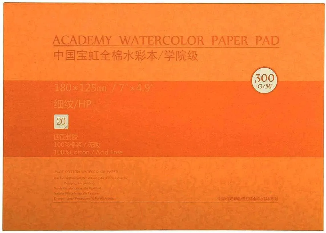 MEEDEN 5x7" Watercolor Paper Block, 20 Sheets (140lb/300gsm), Smooth Surface 100% Cotton, Hot Press, Acid-Free Art Paper for Painting & Drawing, Wet