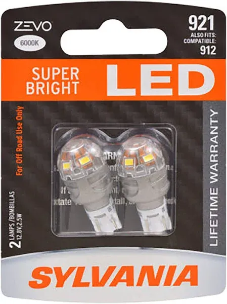 Sylvania Zevo 921 T-16 W16W White LED Bulb Contains 2 Bulbs 921LED.BP2