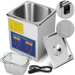 Skyshalo 2L Ultrasonic Cleaner Stainless Steel Professional Digital Machine w/Timer 40kHz 110v