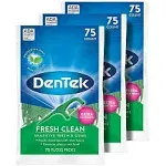 Dentek Fresh Clean Floss Picks, for Extra Tight Teeth, 75 Count, 3 Pack