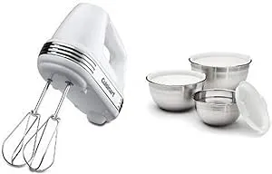 Cuisinart HM-70 Hand Mixer with Stainless Steel Mixing Bowls Bundle