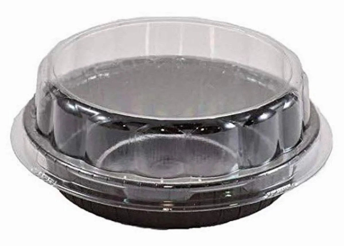 Decony Round Mini Baking Pans Mold Cheesecake Container with Clear Dome Lid Plus Mini Spoons - 25 Sets