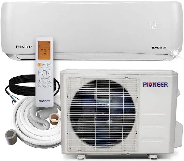 Pioneer 12,000 BTU SEER2 Ductless Mini-Split Inverter++ Energy-Star Air Conditioner Heat Pump System Full Set 230V