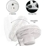 Hurricane Classic 6&#034; Clip Fan, 2 Speed Table Fan w/ Adjustable Tilt, White(Used)