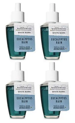 Bath and Body Works 4 Pack Eucalyptus Rain Wallflowers Fragrance Refill. 0.8 fl oz.