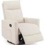 Sweetcrispy Swivel Rocking Glider Rocker Recliner Nursery Chair with Extra Large Footrest for Living Room