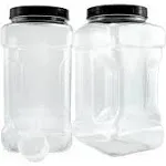 Square Gallon Square Clear Plastic Canisters 2pk; W Protein Powder Scoops/Labels