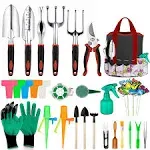 Tudoccy Garden Tools Set 83 Piece Succulent Tools Set Included, Heavy Duty Aluminum Gardening Tools for Gardening, Ergonomic Handle Tools, Storage