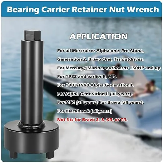 Bearing Carrier Retainer Nut Wrench Tool for Mercruiser Alpha one, Pre Alpha, Generation 2, Bravo One, TRS outdrives, Replace# 91-61069, 91-61069T, 18-9858