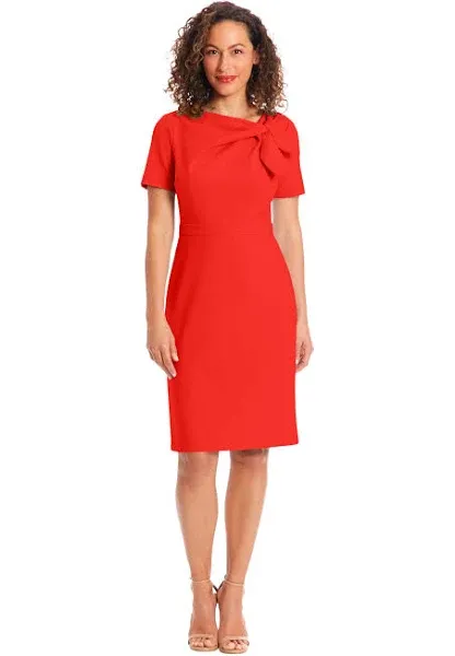 London Times Women's Polished Sheath Dress with Bow Detail Career Office Event Occasion Guest of