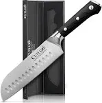 Cutluxe Santoku Knife – 5" Multipurpose Kitchen Knife for Cutting Slicing & Chopping – Forged High Carbon German Steel – Full Tang & Razor Sharp –