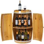 Vintiquewise Wooden Wine Barrel Shaped Wine Holder Bar Storage Lockable Storage Cabinet